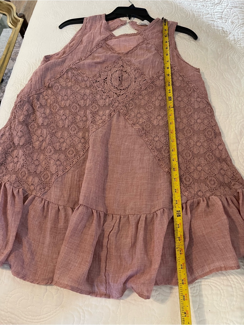 Size S Lace-Panel Women’s Top in Dusty Rose